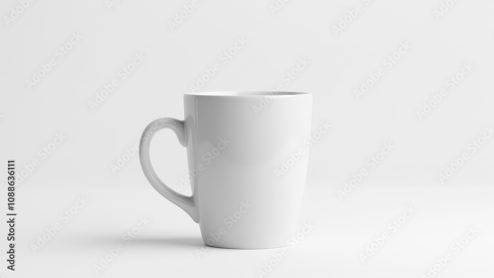 Fototapeta premium A refined custom design mug mockup highlighting a glossy white surface, perfect for presentations.