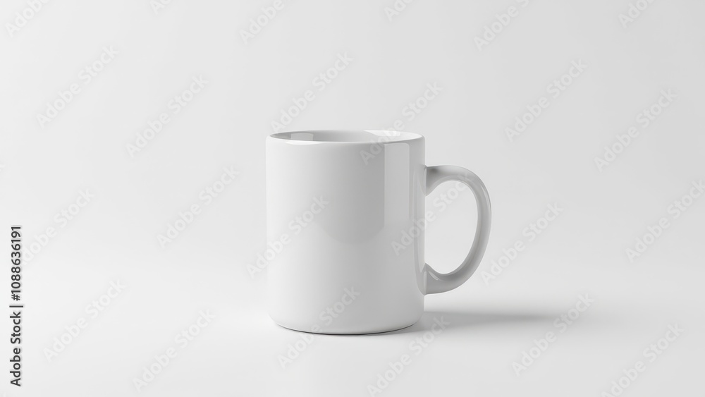 A professional mug with glossy surface mockup highlighting its classic design on a clean backdrop. A professional mug with glossy surface mockup highlighting its classic design on a clean backdrop.