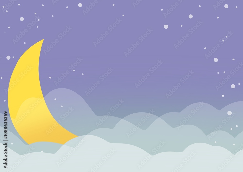 Fototapeta premium moon and clouds dream illustration background