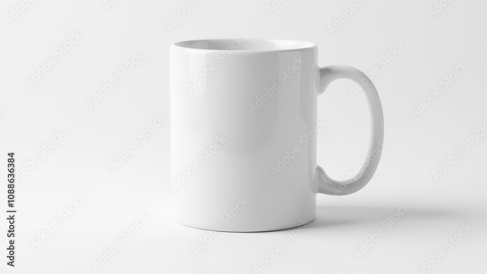 A sleek classic white mug mockup highlighting a glossy ceramic surface, ideal for custom designs. A sleek classic white mug mockup highlighting a glossy ceramic surface, ideal for custom designs.