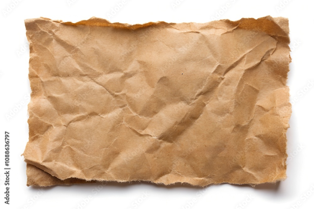 piece of brown paper on white background piece of brown paper on white background