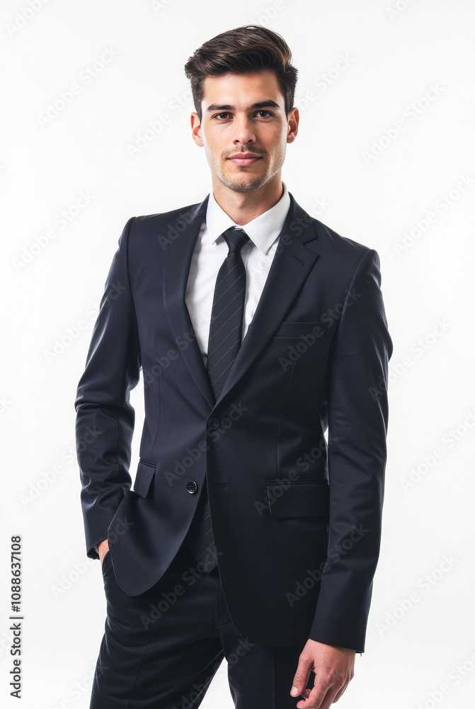Stylish Young Man in Suit and Tie Isolated on White Background Stylish Young Man in Suit and Tie Isolated on White Background