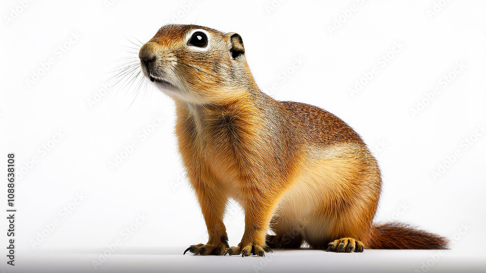 Obraz premium Marmot sits on a white background.