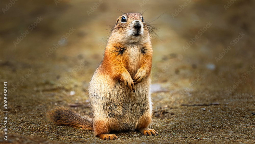 A curious marmot in a wild nature landscape. A curious marmot in a wild nature landscape.