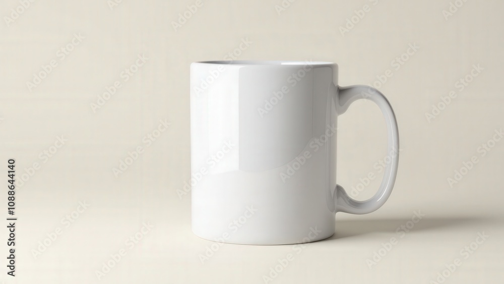 Obraz premium A premium blank mug mockup highlighting a smooth ceramic mug, perfect for custom artwork presentations.