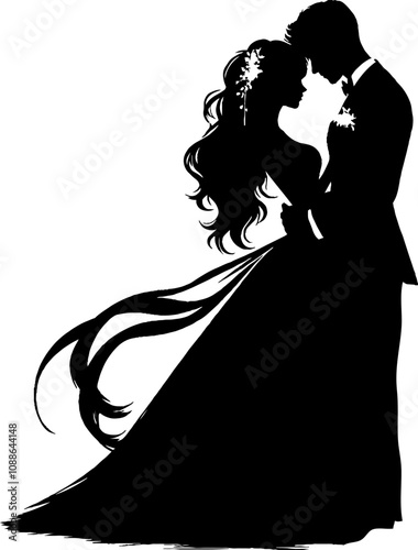 black silhouette of wedding ceremony