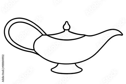 Ancient Oil Lamp | isolated silhouette vector illustration on white background