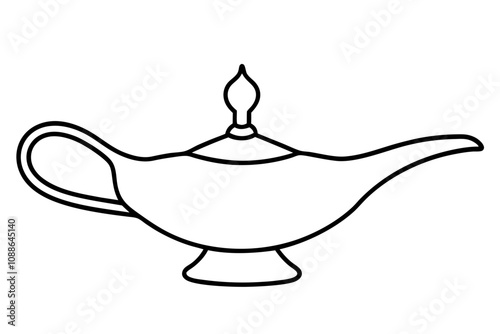 Ancient Oil Lamp | isolated silhouette vector illustration on white background