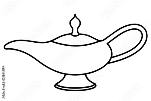 Ancient Oil Lamp | isolated silhouette vector illustration on white background