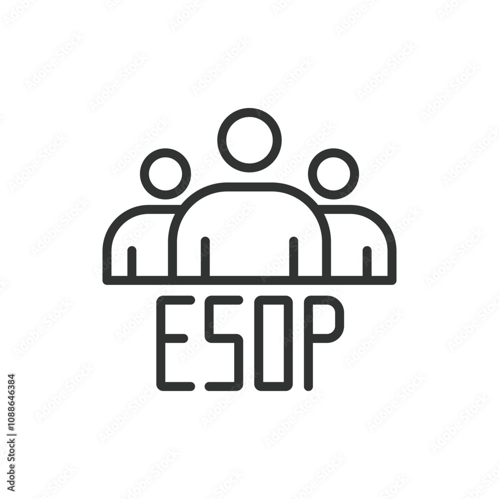 ESOP, icon in line design. ESOP, employee, ownership, plan, stock, equity, benefits on white background vector. ESOP editable stroke icon ESOP, icon in line design. ESOP, employee, ownership, plan, stock, equity, benefits on white background vector. ESOP editable stroke icon