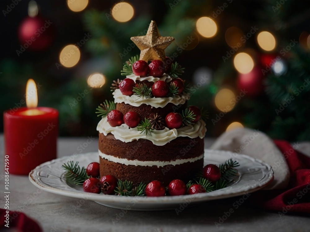 Christmas tree with a cake Christmas tree with a cake