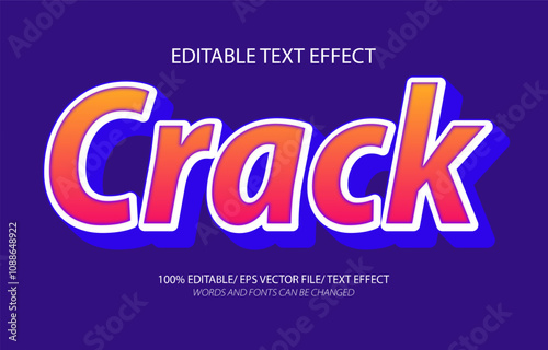 Crack editable text effect, 3D editable text template.