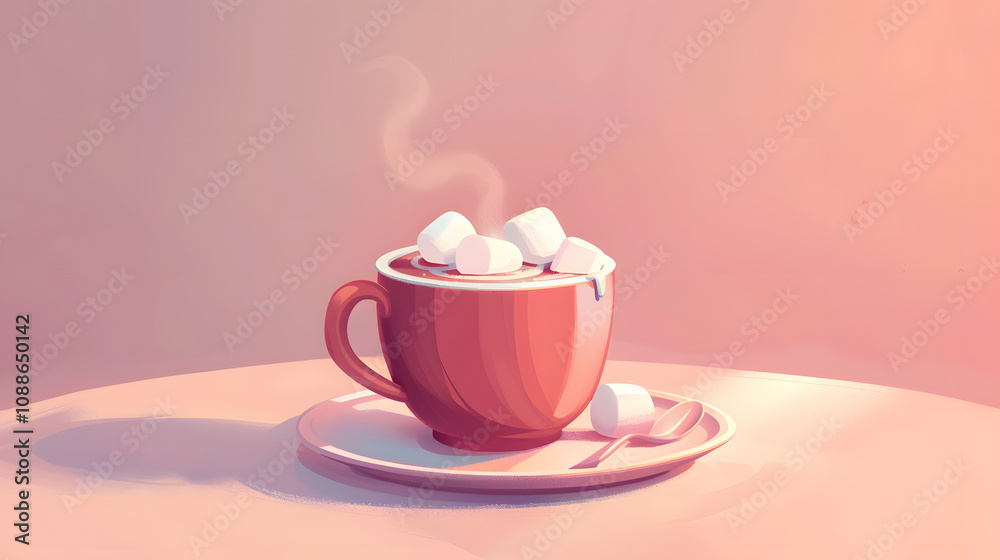 Hot Cocoa And Marshmallows Flat illustration Hot Cocoa And Marshmallows Flat illustration