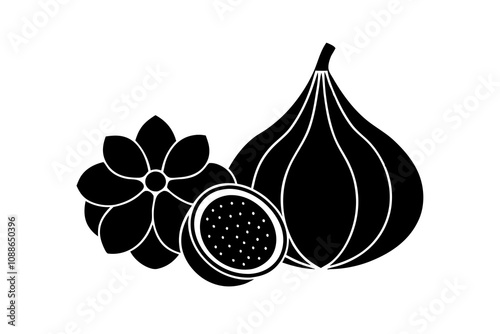 Figs and Grapes | isolated silhouette vector illustration on white background