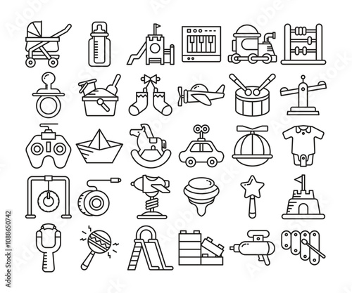 toy line icons set illustration