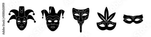 Сarnival mask set. Mask vector icon