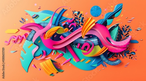 A vibrant poster design for a music festival, incorporating playful typography and vibrant graphics to capture the event's energy. 32k, full ultra HD, high resolution