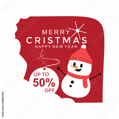 Vector illustration of Merry Christmas and New Year banner on transparent background