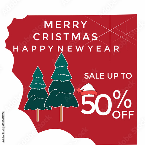 Vector illustration of Merry Christmas and New Year banner on transparent background