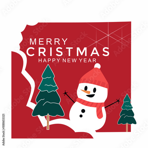 Christmas card with snowman