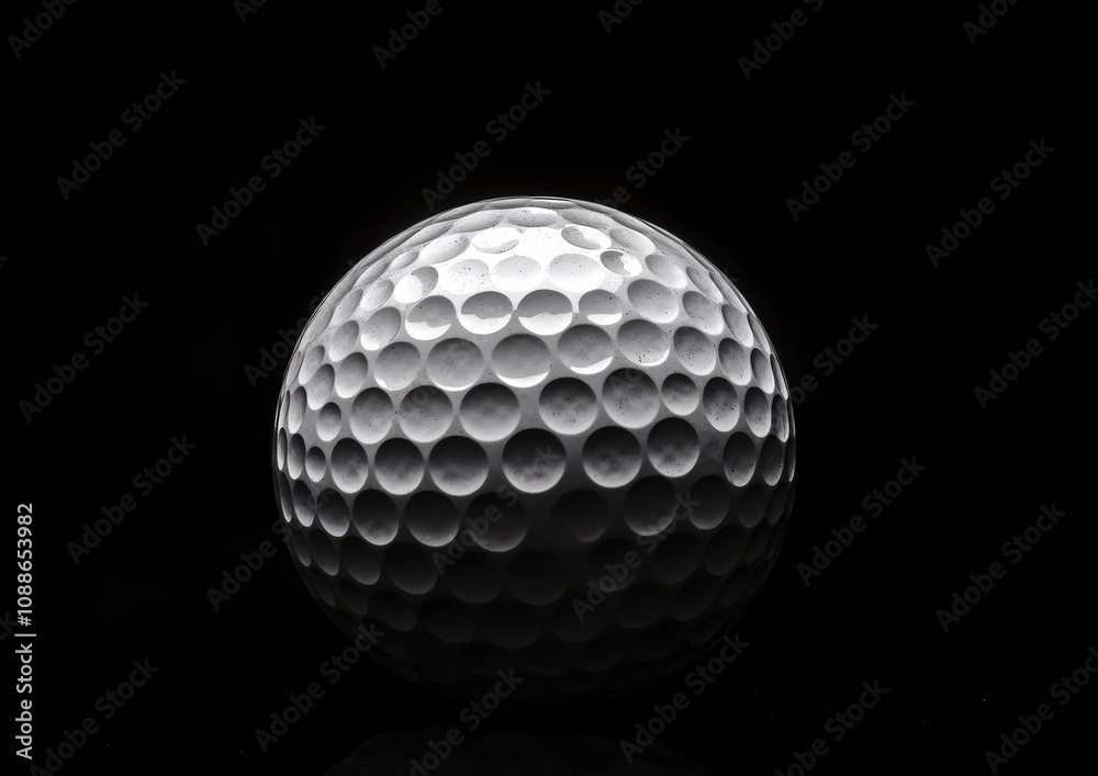 close up of white golf ball showcasing its textured surface against black background, highlighting its dimples and spherical shape close up of white golf ball showcasing its textured surface against black background, highlighting its dimples and spherical shape