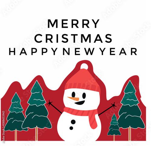 Christmas card with snowman