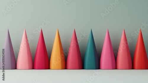 Colorful Cones Abstract Background Geometric Shapes Modern Design Minimalist Art