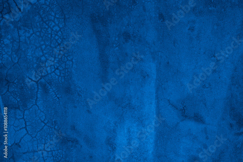 Old wall pattern texture cement blue dark abstract blue color design are light with black gradient background.