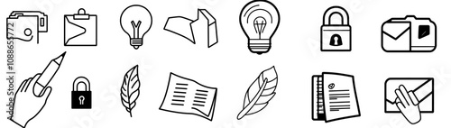 Modern icons for legal content. This set contains icons for copywriting, typewriting, and feedback.