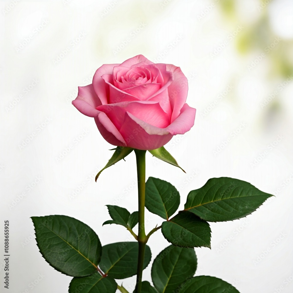 Fototapeta premium pink rose isolated on white background