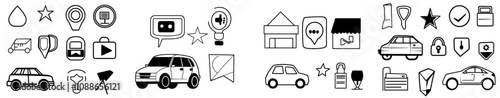 The set includes icon sets such as Taxi, Employees team-work, Calculator target signs. Analytics graphs, Ranking stars, Dots message symbols. Ranking, Online documentation, Smartphone.