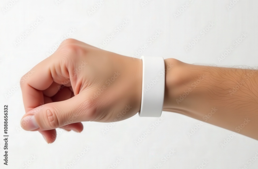 Minimalistic White Wristband on Hand Minimalistic White Wristband on Hand