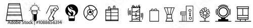 The portable electric power generator icon set. The portable electric charger diesel engine icon symbol. Modern illustration.
