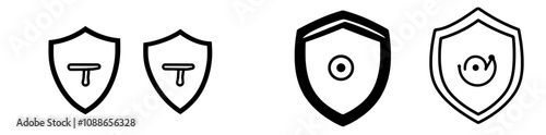 Logo security icon in blue and purple abstract design for a safe secure guard in modern style