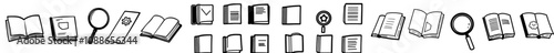 Icons for manual instruction books that contain information, guide, reference, help and support.