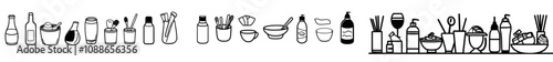 There are 10 icons in this pack including Champagne glass, Recycle water, Food app outline thin icon web set. Burger, Coffee cup, Carrot pictograms are included.