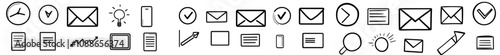 A set of reply thin line icons, containing a reply speech bubble, a quick and fast reply, a mail answer, a feedback message, and a communication service.