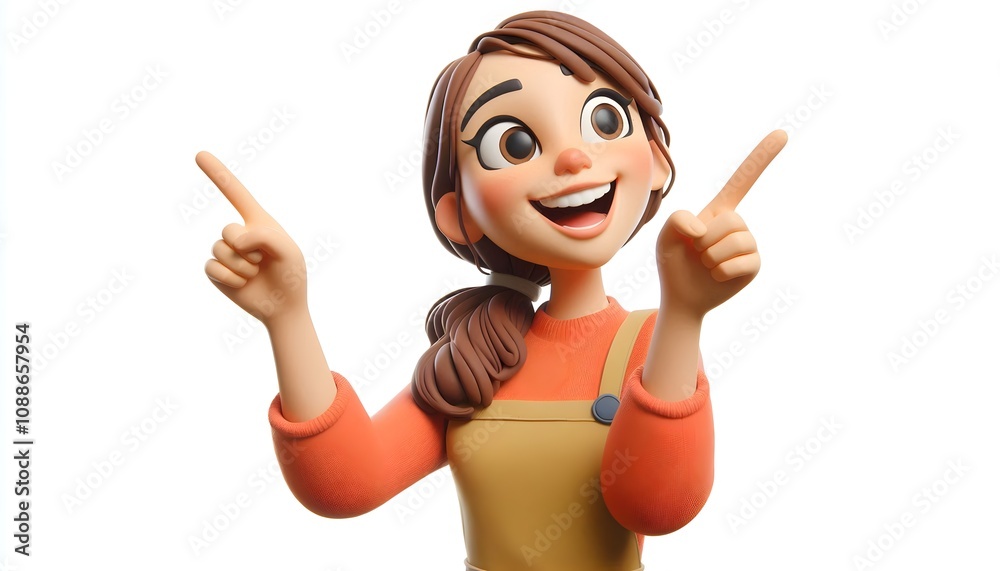 Full-Body 3D Claymation character with Glasses - Surprised Gesture, Isolated on White Background Full-Body 3D Claymation character with Glasses - Surprised Gesture, Isolated on White Background
