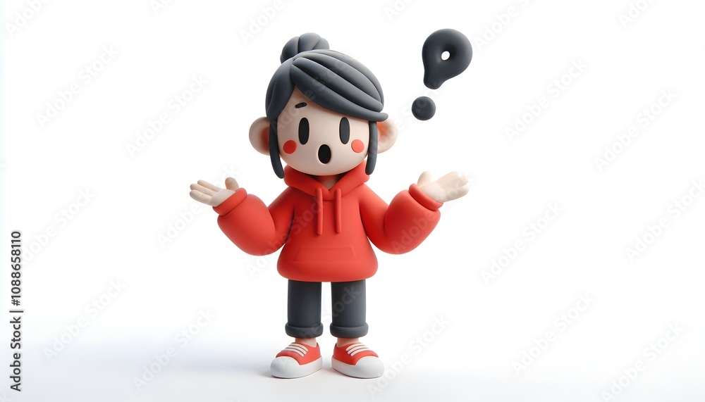 Full-Body 3D Claymation character with Glasses - Surprised Gesture, Isolated on White Background Full-Body 3D Claymation character with Glasses - Surprised Gesture, Isolated on White Background