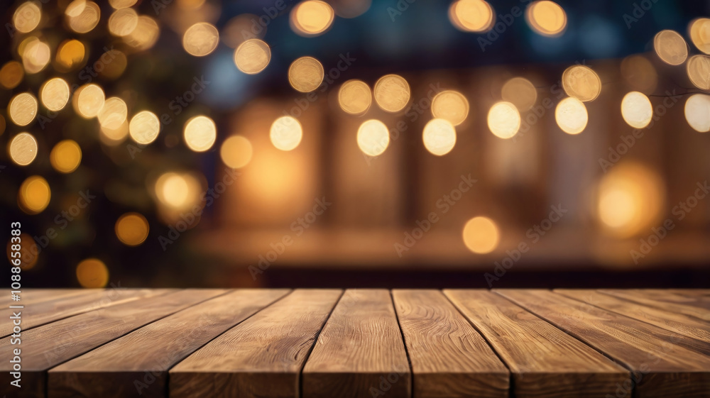 Wooden table with bokeh background Wooden table with bokeh background