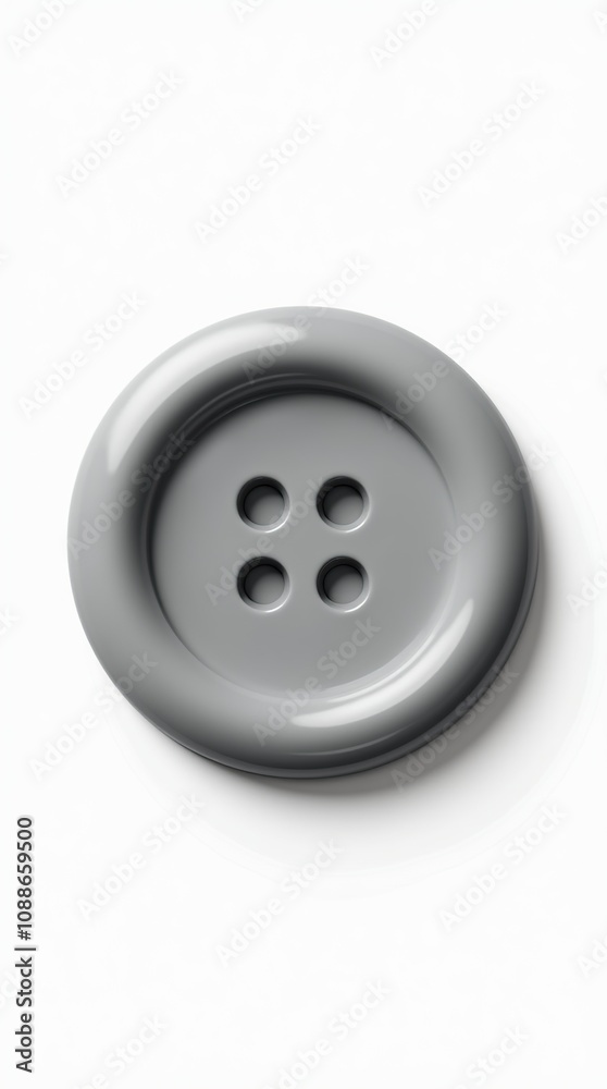 Detailed Gray Plastic Sewing Button Isolated on White Background Detailed Gray Plastic Sewing Button Isolated on White Background