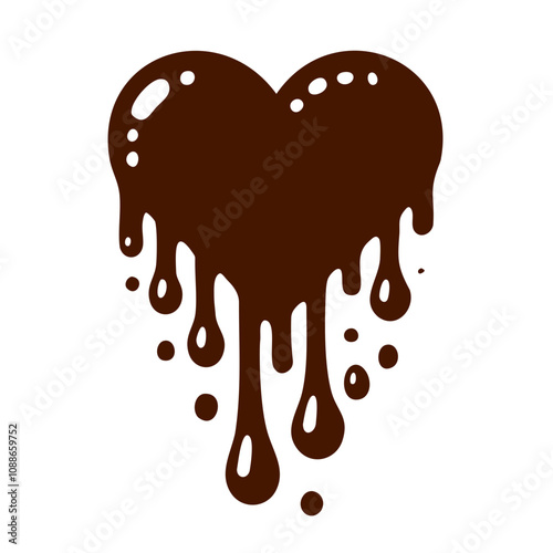 A melting chocolate heart dripping in a stylized design