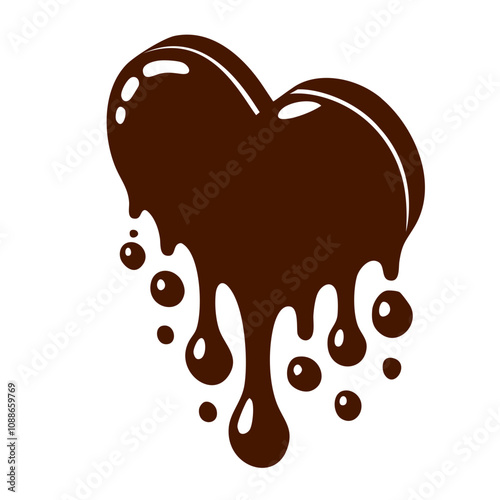 isometric melting chocolate heart dripping in a stylized design
