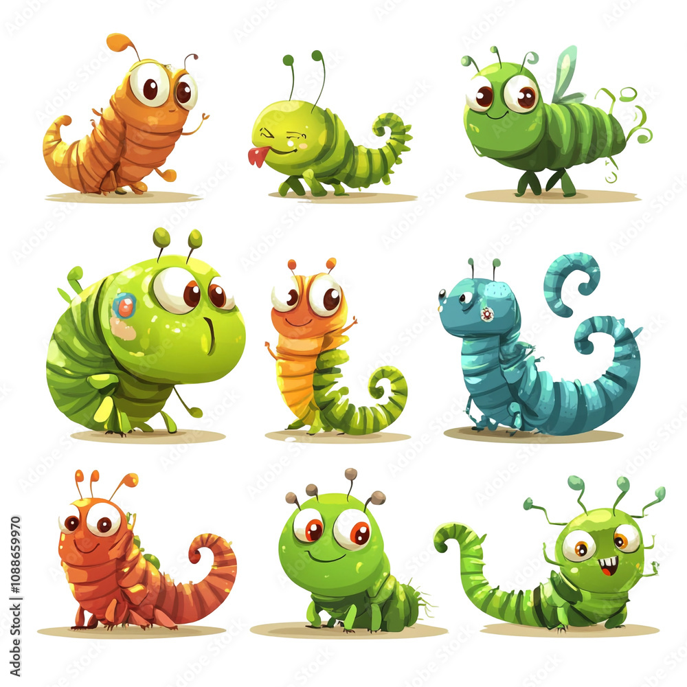 Naklejka premium Cute Cartoon Bugs