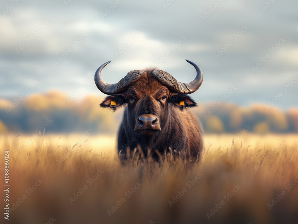 Water Buffalo, Bubalus bubalis, Close Up in the Grassland Wilderness Water Buffalo, Bubalus bubalis, Close Up in the Grassland Wilderness