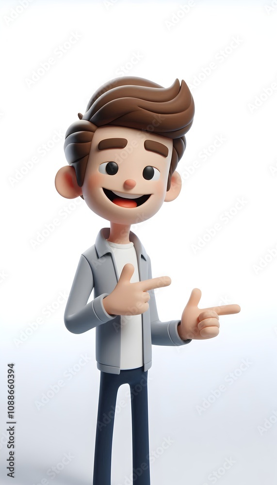 Full-Body 3D Claymation character with Glasses - Surprised Gesture, Isolated on White Background Full-Body 3D Claymation character with Glasses - Surprised Gesture, Isolated on White Background