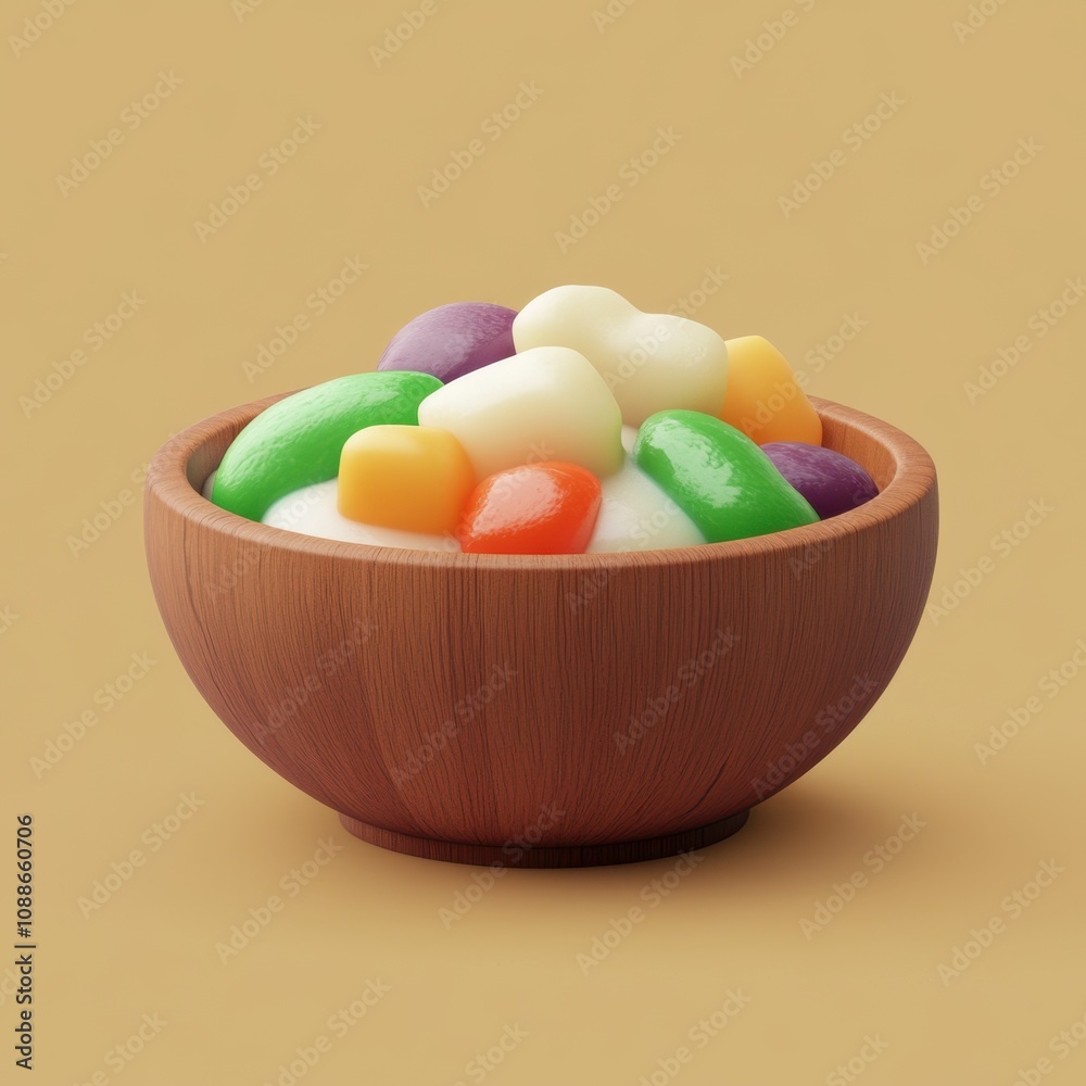 Bowl of Vibrant Assorted Gummy Candies on Warm Background Bowl of Vibrant Assorted Gummy Candies on Warm Background