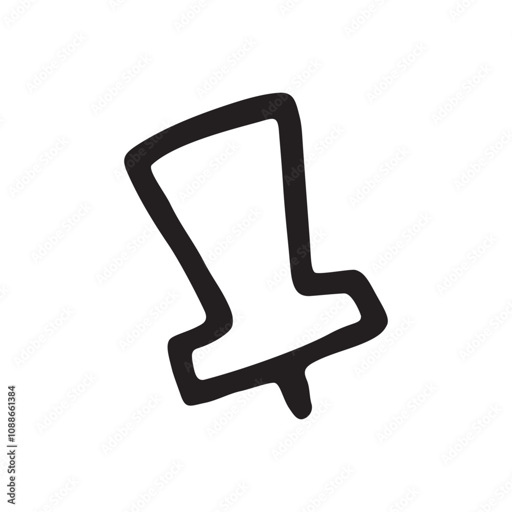 Doodle Push Pin or thumb tack icon. Line art style graphic design element. PNG isolated on transparent background and vector illustration Doodle Push Pin or thumb tack icon. Line art style graphic design element. PNG isolated on transparent background and vector illustration