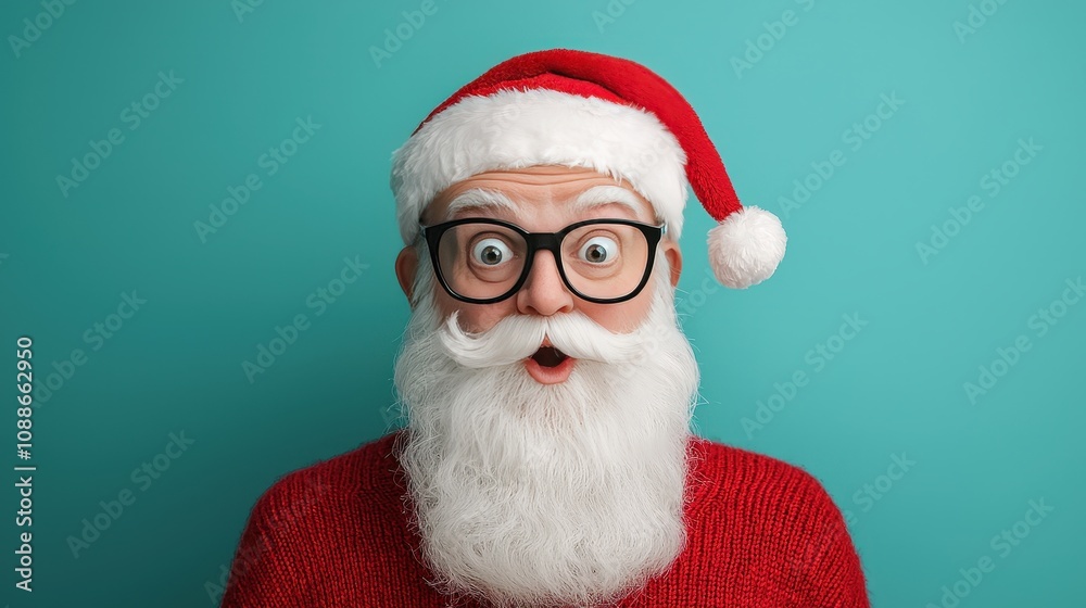 Naklejka premium Surprised Santa Claus Christmas Festive Jolly Holiday Cheer Winter