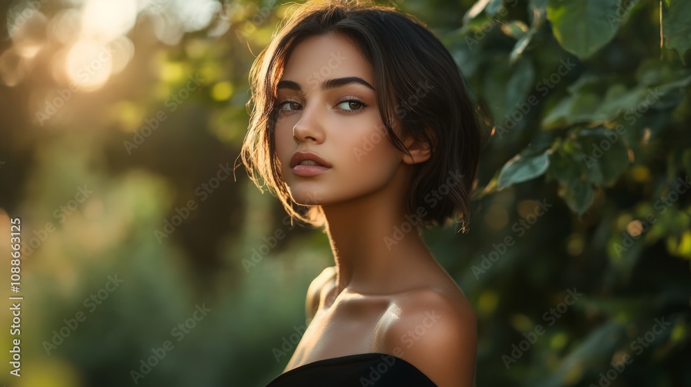 Elegant European Model in Evening Gown, showcasing timeless sophistication and refined beauty, exuding grace and charm in a classic, understated fashion statement Elegant European Model in Evening Gown, showcasing timeless sophistication and refined beauty, exuding grace and charm in a classic, understated fashion statement